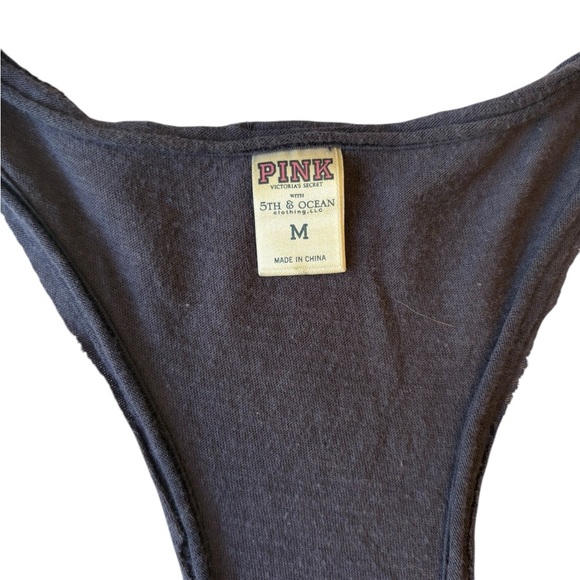 PINK Victoria's Secret Yankees Tank Top with silver sequin graphic size M - Picture 2 of 9